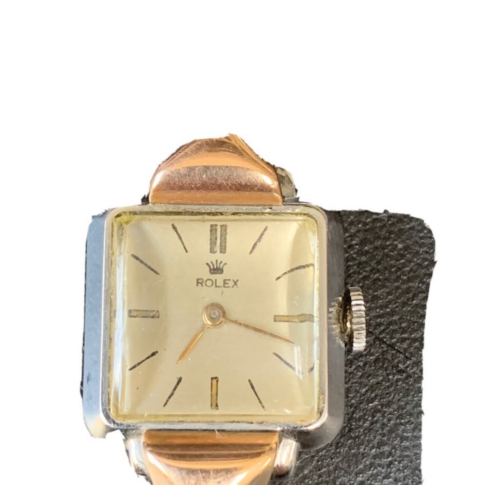 Rolex Precision 17 rubies Square Face Watch with Gold and Silver Tones